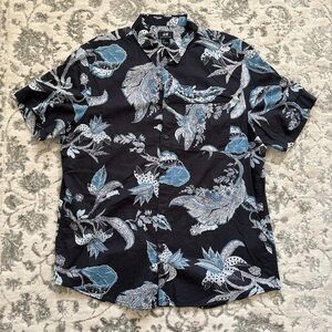 H&M Black and Blue Patterned Button Up Shirt